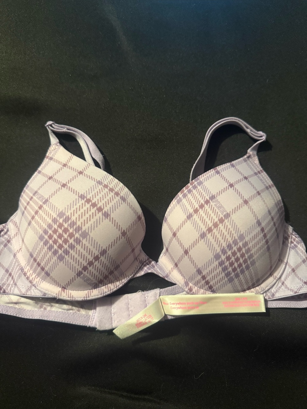 PINK Plaid Light Purple Push-Up Bra - Women Intimates & Sleepwear
